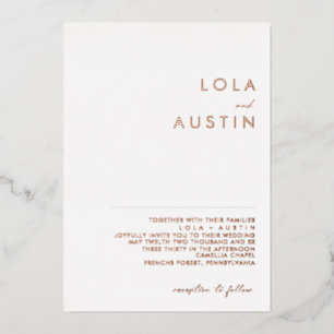 Invitation En Aluminium Minimaliste moderne   Rose Gold Mariage Real
