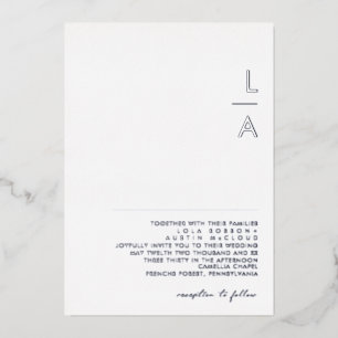Invitation En Aluminium Minimaliste moderne   Silver Monogram Mariage Real