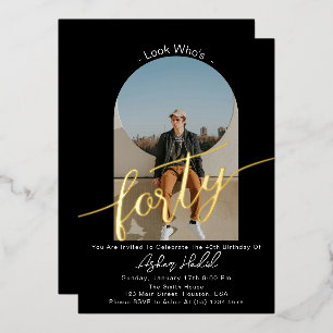 Invitation En Aluminium Minimaliste Quarante 40e Anniversaire Or 