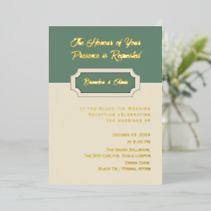 Invitation En Aluminium Minimaliste Vert Sauge et Crème Formel