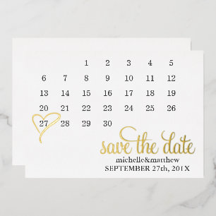 Invitation En Aluminium Mint Heart Calendar Wedding Enregistrer la date
