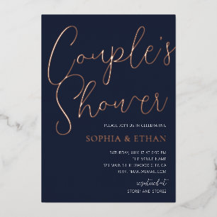 Invitation En Aluminium Minuscule Écriture Chic Marine Couples Bleus Douch