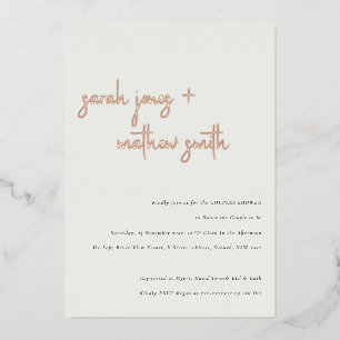 Invitation En Aluminium Minuscule Noir Blanc Script Couples Douche