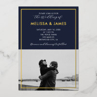 Minuscule photo de script moderne bleu marine