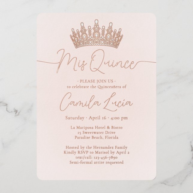 Invitation En Aluminium Mis Quince 3 Photo Collage Quinceañera Couronne Ro (Recto)