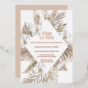 Invitation En Aluminium Miss à Mrs Boho Floral Bridal Shower Rose Or