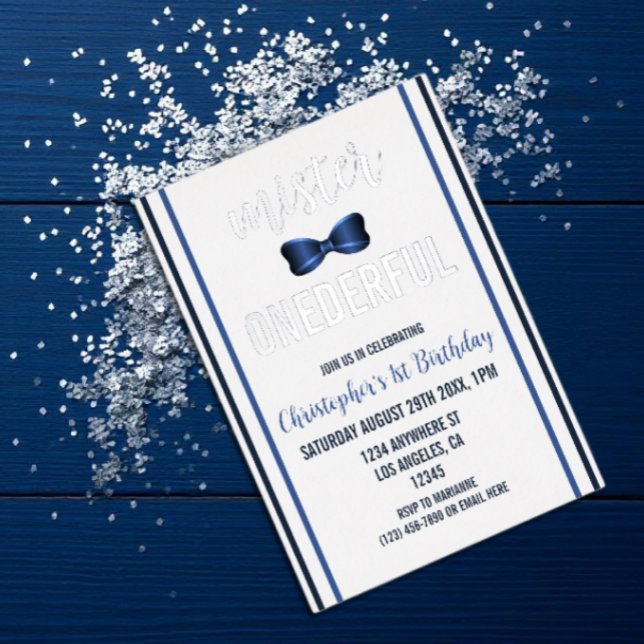 Invitation En Aluminium Mister Onederful nœud papillon 1er anniversaire (Créateur téléchargé)