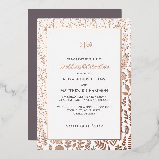 Invitation En Aluminium Mocha foncé | Rose Gold Luxury Mariage (Recto/Verso)
