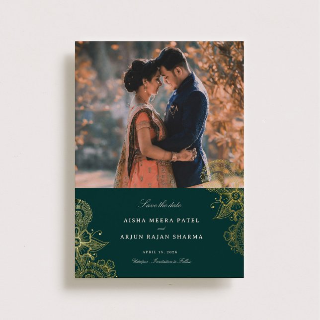 Invitation En Aluminium Mod Mehandi Mariage Enregistrer la date (Créateur téléchargé)