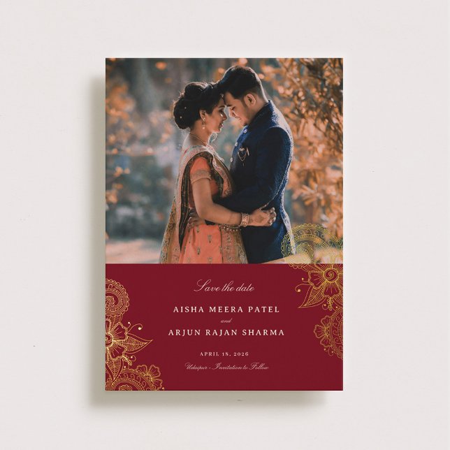 Invitation En Aluminium Mod Mehandi Mariage Enregistrer la date (Créateur téléchargé)