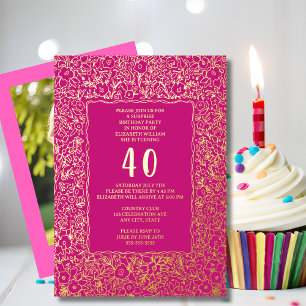 Invitation En Aluminium Modèle de surprise d'anniversaire 40 ans floral ro