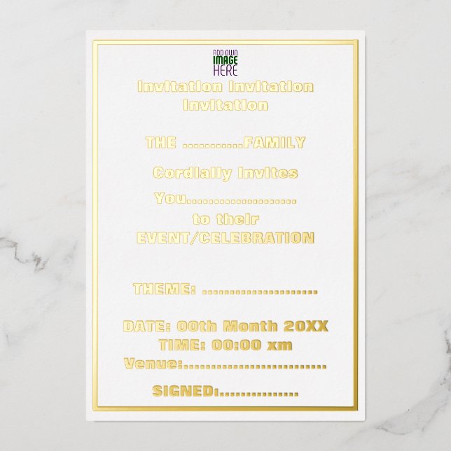 INVITATION EN ALUMINIUM MODELE DE TEXTE D'IMAGE BLANC SIMPLE ÉDITABLE MODE (Recto)