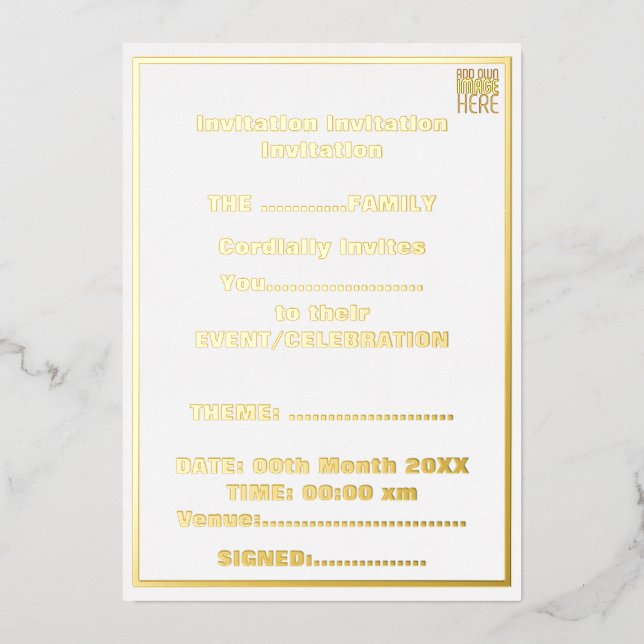 INVITATION EN ALUMINIUM MODELE DE TEXTE D'IMAGE BLANC SIMPLE ÉDITABLE MODE (Recto)