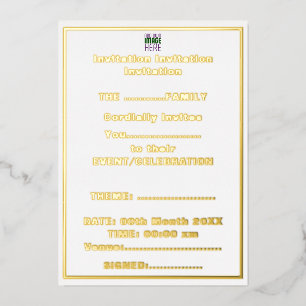 INVITATION EN ALUMINIUM MODÈLE DE TEXTE D'IMAGE BLANCHE SIMPLE MODERNE