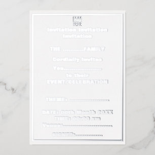 INVITATION EN ALUMINIUM MODÈLE DE TEXTE D'IMAGE BLANCHE SIMPLE MODERNE