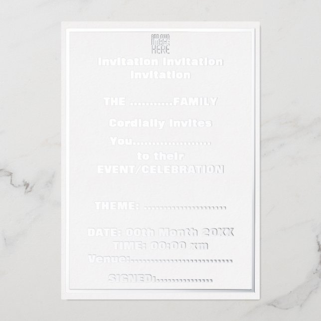 INVITATION EN ALUMINIUM MODÈLE DE TEXTE D'IMAGE BLANCHE SIMPLE MODERNE (Recto)