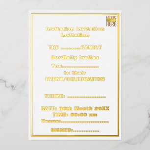 INVITATION EN ALUMINIUM MODÈLE DE TEXTE D'IMAGE BLANCHE SIMPLE MODERNE