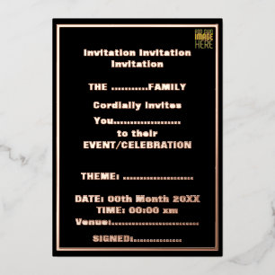 INVITATION EN ALUMINIUM MODÈLE DE TEXTE D'IMAGE NOIRE SIMPLE ET MODERNE