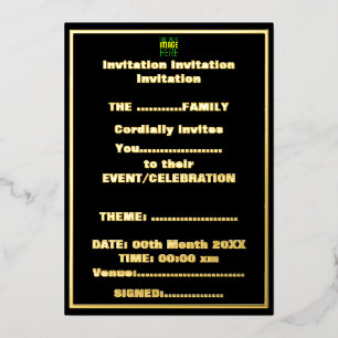 INVITATION EN ALUMINIUM MODÈLE DE TEXTE D'IMAGE NOIRE SIMPLE ET MODERNE