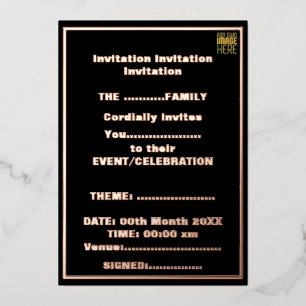 INVITATION EN ALUMINIUM MODELE DE TEXTE D'IMAGE NOIRE SIMPLE ET MODIFIABLE