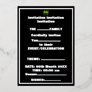 INVITATION EN ALUMINIUM MODELE DE TEXTE D'IMAGE NOIRE SIMPLE ET MODIFIABLE