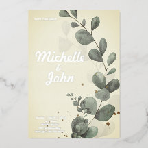 Modèle d'invitation de mariage avec Eucalyptus