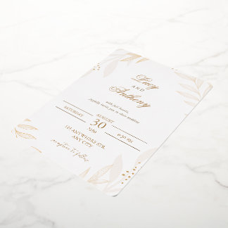 Invitation En Aluminium Modèle d'invitation de mariage floral beige élégan