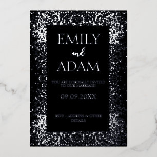 Invitation En Aluminium Modèle d'invitation en papier noir et argenté