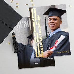 Invitation En Aluminium Modèle photo Gold Modern Graduation