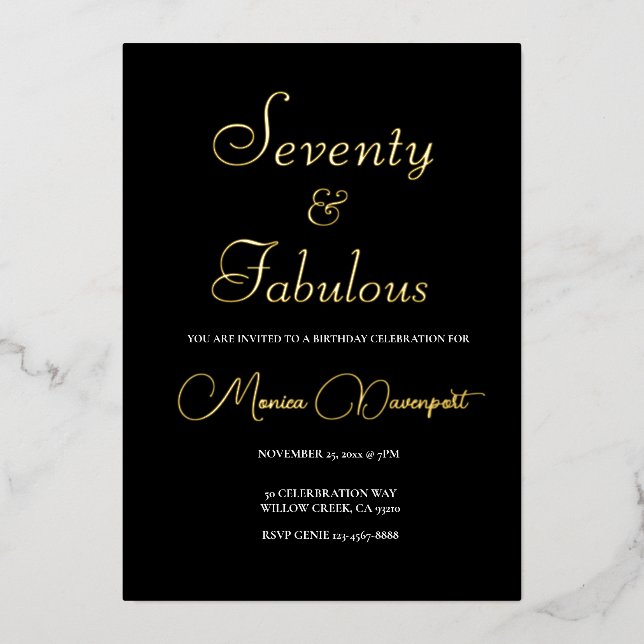 Invitation En Aluminium Modern 70 and Fabulous 70th Birthday Party (Recto)