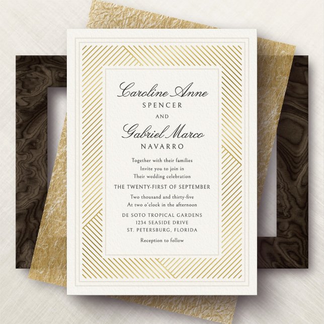 Invitation En Aluminium Modern Black Tie Deco Wedding (Créateur téléchargé)