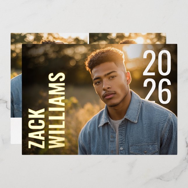 Invitation En Aluminium Modern Bold PhotoPop Graduation  (Recto/Verso)