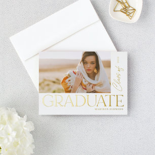 Invitation En Aluminium Modern Bold Type Graduate Graduate Graduate Photo