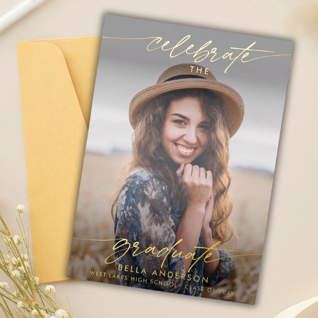 Invitation En Aluminium Modern Celebrate the Graduate Photo Overlay (Créateur téléchargé)