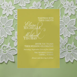 Invitation En Aluminium Modern Chartreuse Script Formal Wedding