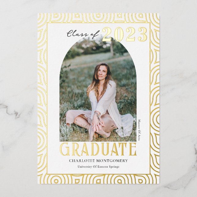 Invitation En Aluminium Modern Elegant 2023 Photo Graduation Party (Recto)