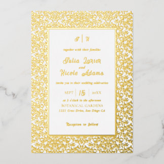 Invitation En Aluminium Modern Elegant Romantic Floral Wreath Wedding