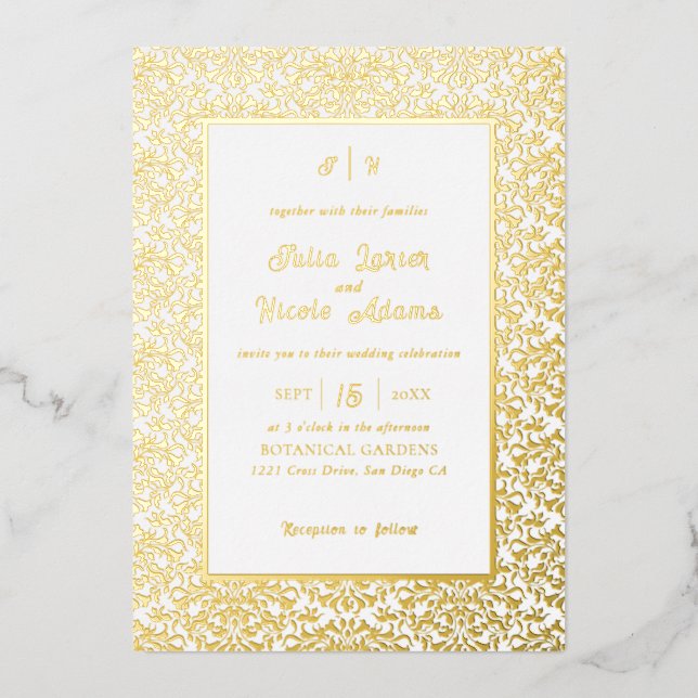 Invitation En Aluminium Modern Elegant Romantic Floral Wreath Wedding (Recto)