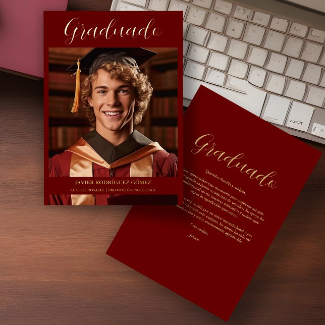 Invitation En Aluminium Modern Elegant Simplicity Spanish Graduate Photo (Elegant Spanish Graduation Thank You Card.)