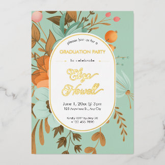 Invitation En Aluminium Modern Floral Graduation Party