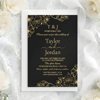 Invitation En Aluminium Modern Full Photo Wedding Floral Border