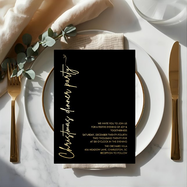 Invitation En Aluminium Modern Gold Foil Christmas Dinner Party (Créateur téléchargé)