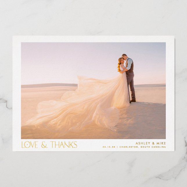 Invitation En Aluminium Modern Love & Thanks 2 Mariage photo Merci (Recto)