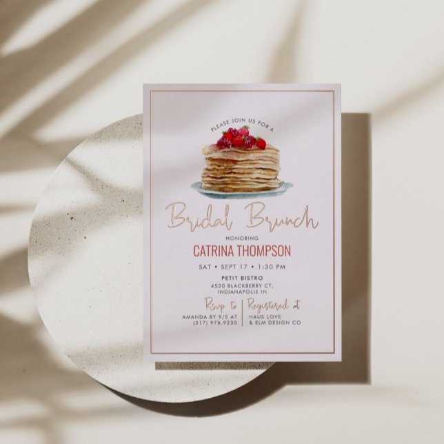 Invitation En Aluminium Modern Pancakes Bridal Brunch Shower Rose Gold (Créateur téléchargé)