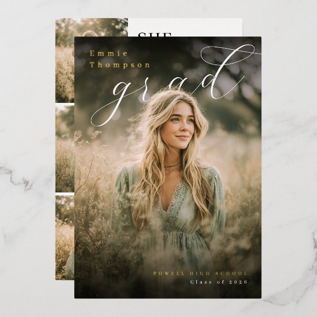 Invitation En Aluminium Modern PhotoPop Collage Graduation Party (Recto/Verso)