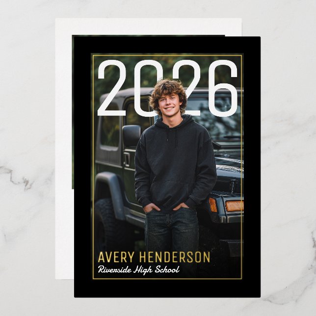 Invitation En Aluminium Modern PhotoPop Graduation Party (Recto/Verso)