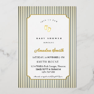 Invitation En Aluminium Modern Stripes Little Feet Baby Shower Feuille de