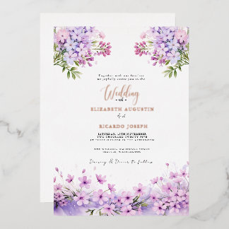 Invitation En Aluminium Modern Trendy Purple Lavender  Wedding