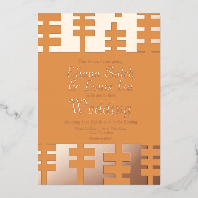 Invitation En Aluminium Moderne Africain Ankara Mariage frontière Pressé (Recto)