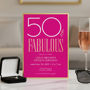 Invitation En Aluminium Moderne Anniversaire Cinquante Ans Rose Minimalist